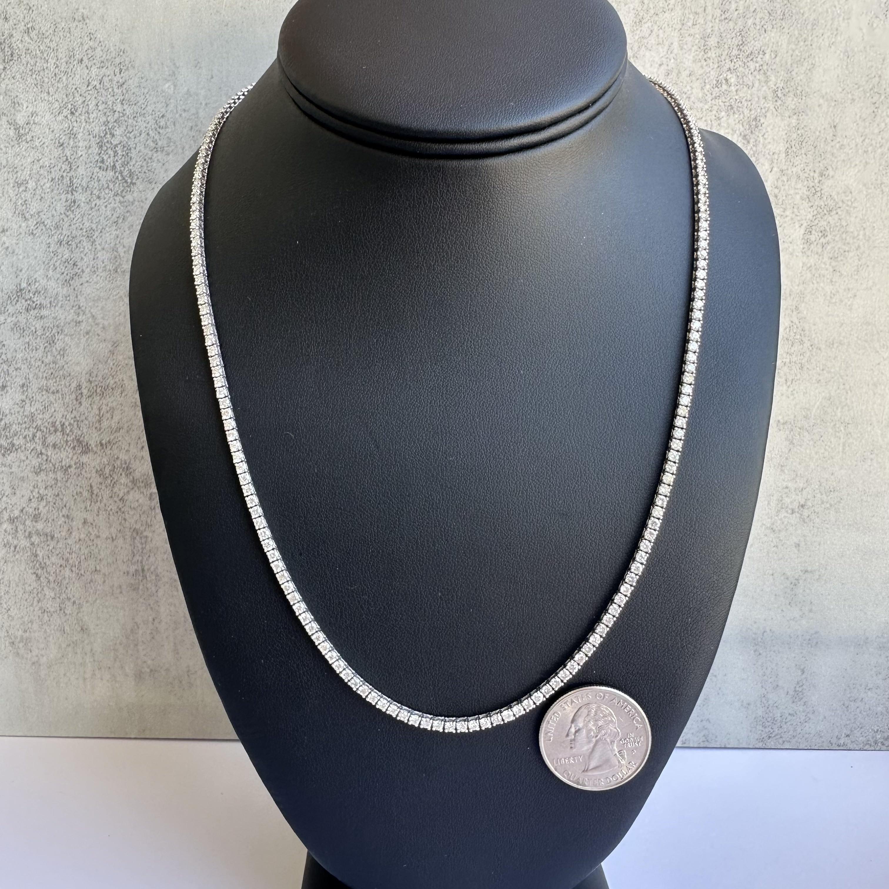 Round Cut Exquisite 14kt White Gold 9.00ctw Natural Diamond Tennis Necklace, 20