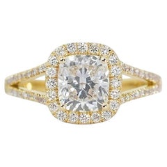 Exquisite 1.5 carat Cushion Shape Natural Diamond Ring
