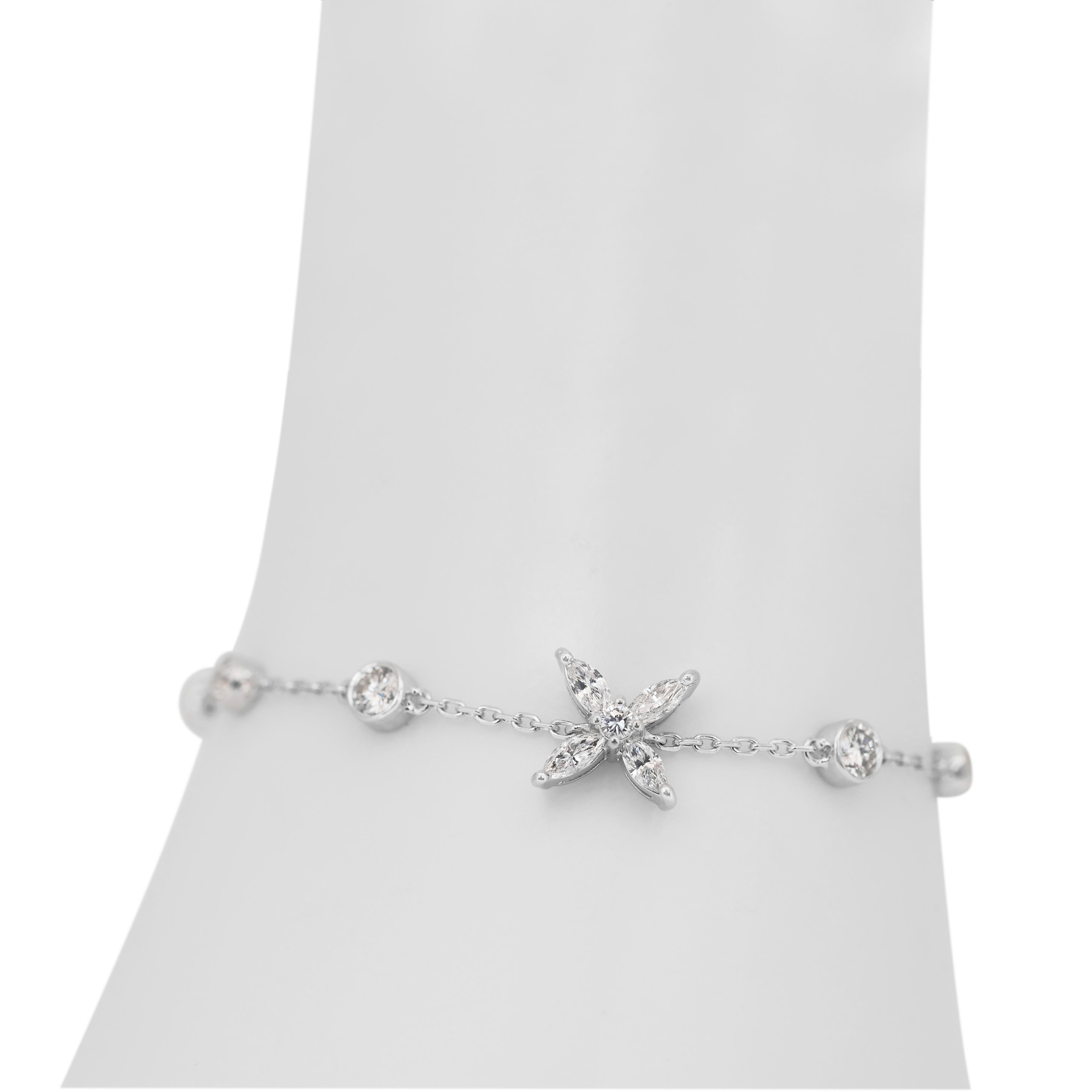 Marquise Cut Exquisite 1.50ct Diamonds Bracelet in 18k White Gold - IGI Certified