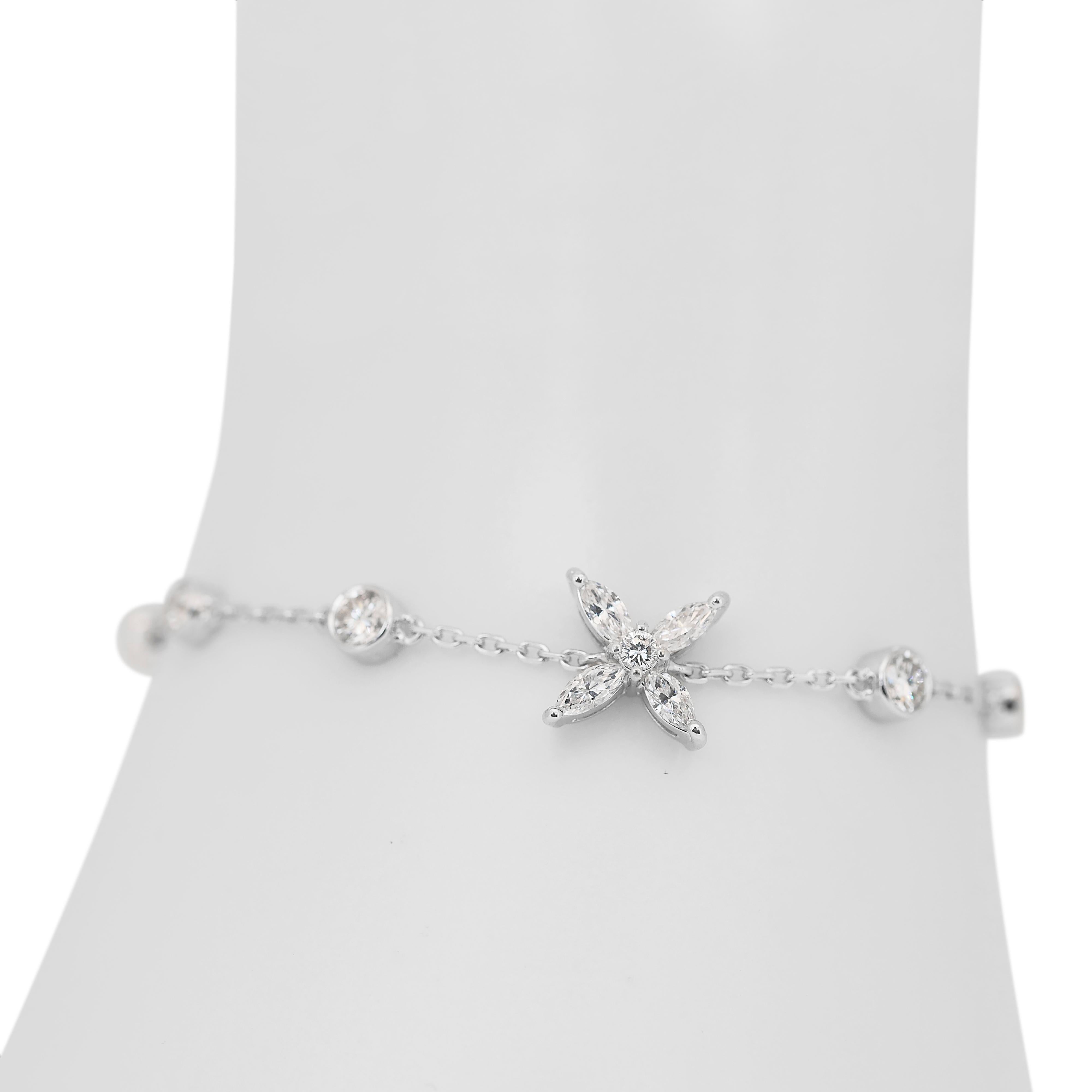 Exquisite 1.50ct Diamonds Bracelet in 18k White Gold - IGI Certified In New Condition In רמת גן, IL