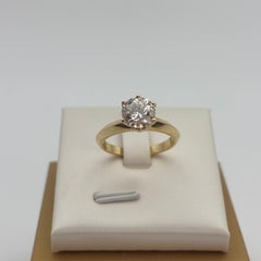 Exquisite 1.51 Carat Round Brilliant Diamond Solitaire Ring in Rich 18K Yellow G