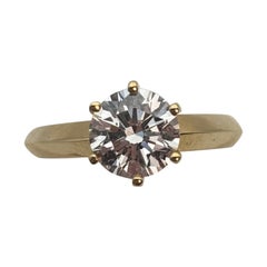 Exquisite 1.51 Carat Round Brilliant Diamond Solitaire Ring in Rich 18K Yellow G