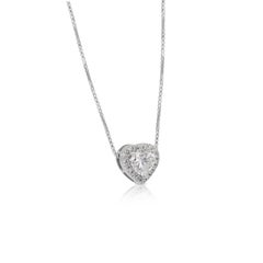 Exquisite 1,51 Karat Diamanten Halo-Halskette mit Anhänger aus 18 Karat Weißgold - GIA