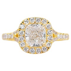 Exquisite 1.51ct Double Excellent Ideal Cut Diamonds Halo Ring - GIA Certified