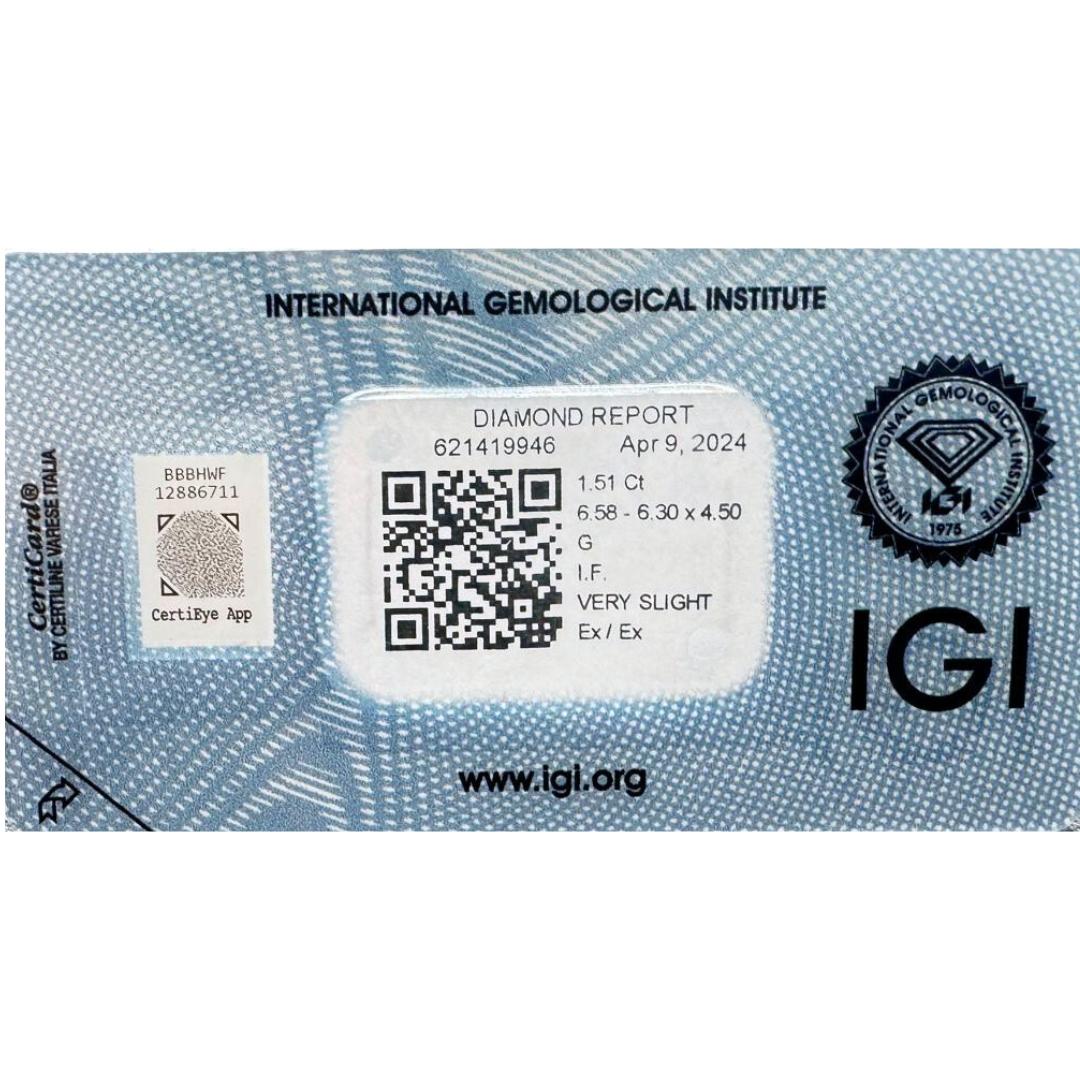 Exquisite 1.51ct Ideal Cut Princess Cut Diamond - IGI Certified 3