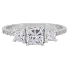 Exquise bague 3 pierres en or blanc 18 carats de 1,53 ct de diamants - certifiée IGI