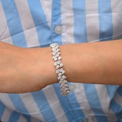 Exquisite 15.51Ct Pear Cut Diamond Cluster Tennis Bracelet 18 Karat White Gold