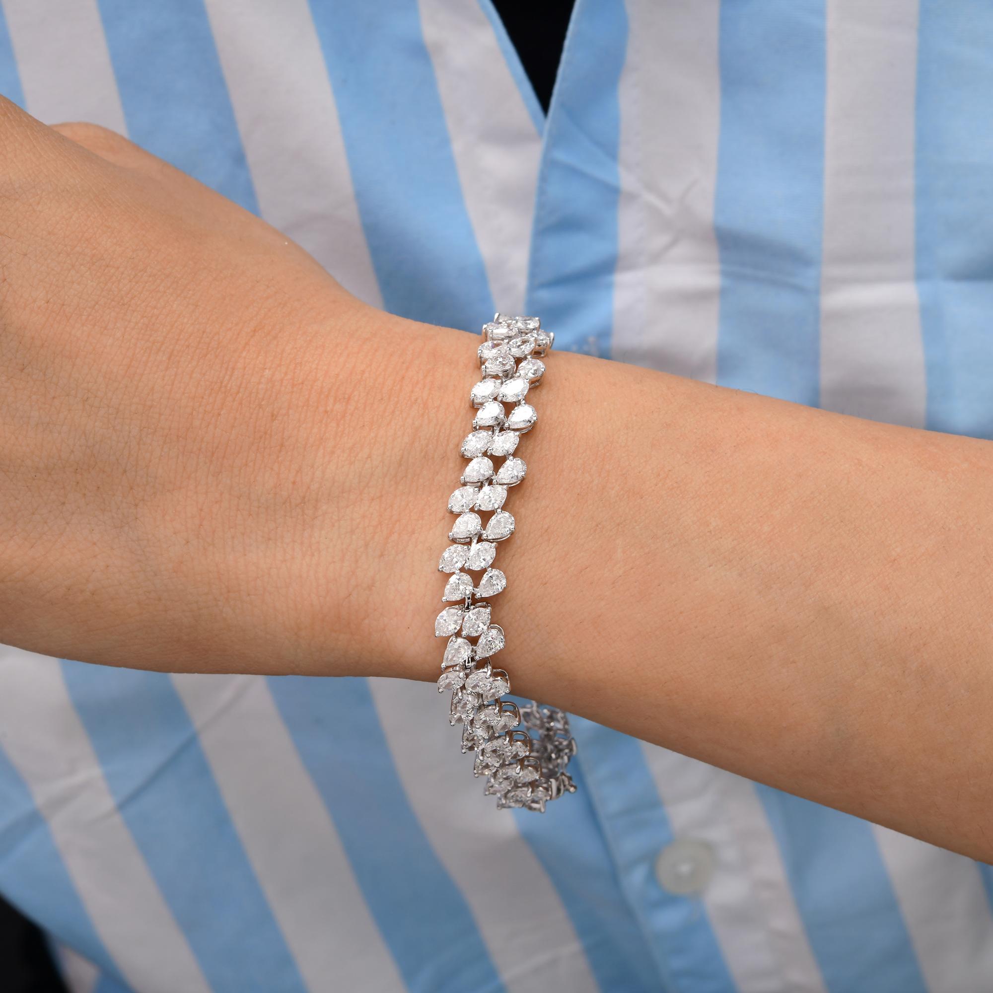 Exquisita pulsera de tenis con racimo de diamantes de talla mixta de 15,51 qt y oro blanco de 18 quilates Corte mixto en venta