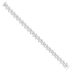 Exquisita pulsera de tenis con racimo de diamantes de talla mixta de 15,51 qt y oro blanco de 18 quilates