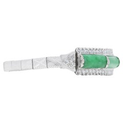 Exquisite 1.55ct Natural Diamonds & Jade Bracelet in 9K White Gold