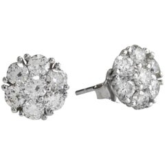 Exquisitos pendientes de oro blanco macizo de 14 quilates con un diamante natural VVS de 1,60 quilates