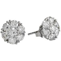 Boucles d'oreilles exquises en or blanc massif 14 carats avec diamants naturels de 1,60 carat certifiés VVS