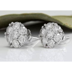 Exquisite 1.60 Carat Natural VVS Diamond 14 Karat Solid White Gold Stud Earrings