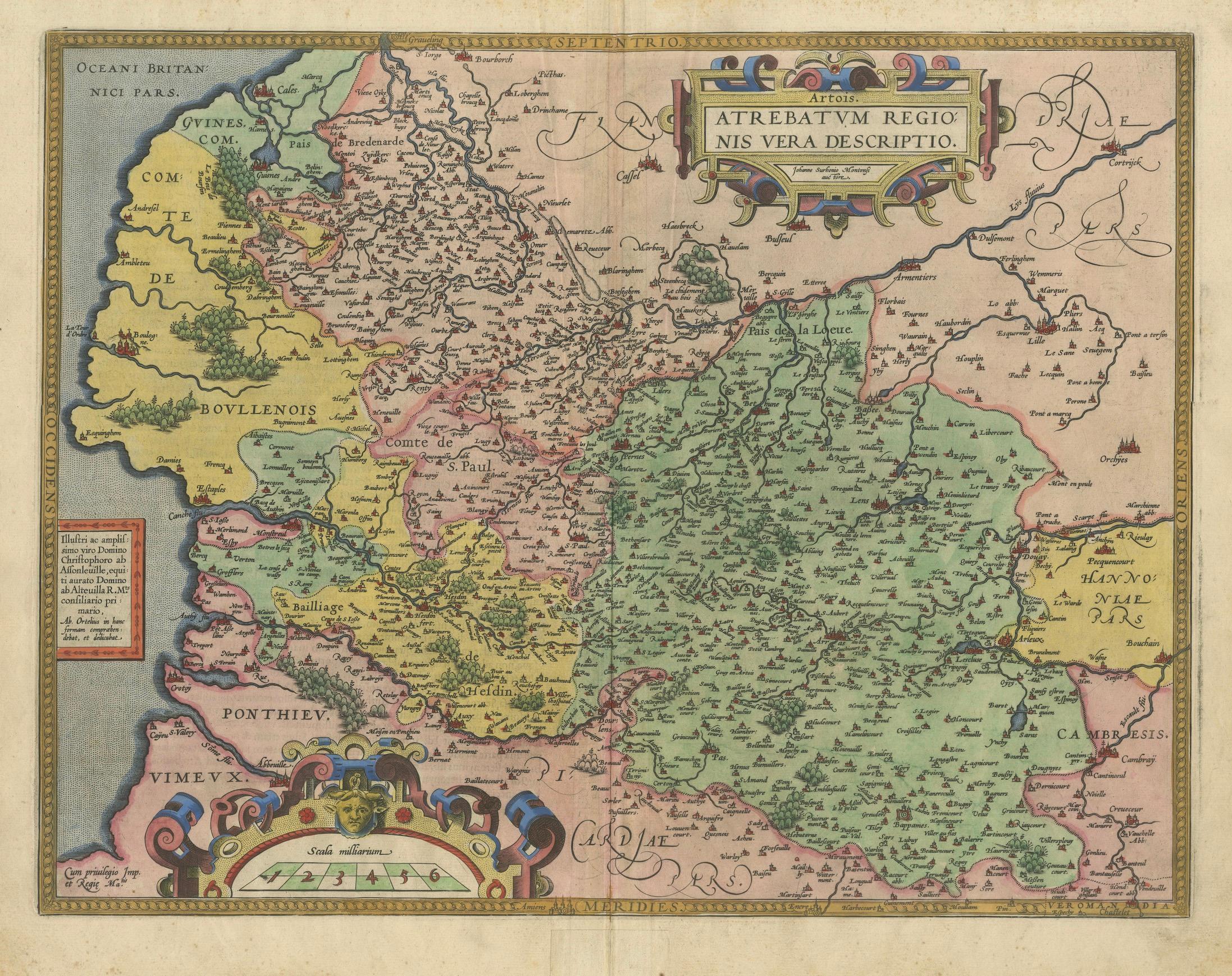 Papier Exquise carte Ortelius de l'Artois, France, datant de 1600 : Une pièce de Collector en vente