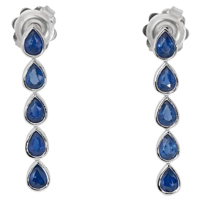 Exquisite 1.61ct Mixed Cut Sapphire Earrings in 18K White Gold For Sale