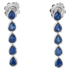 Exquisite 1.61ct Mixed Cut Sapphire Earrings in 18K White Gold