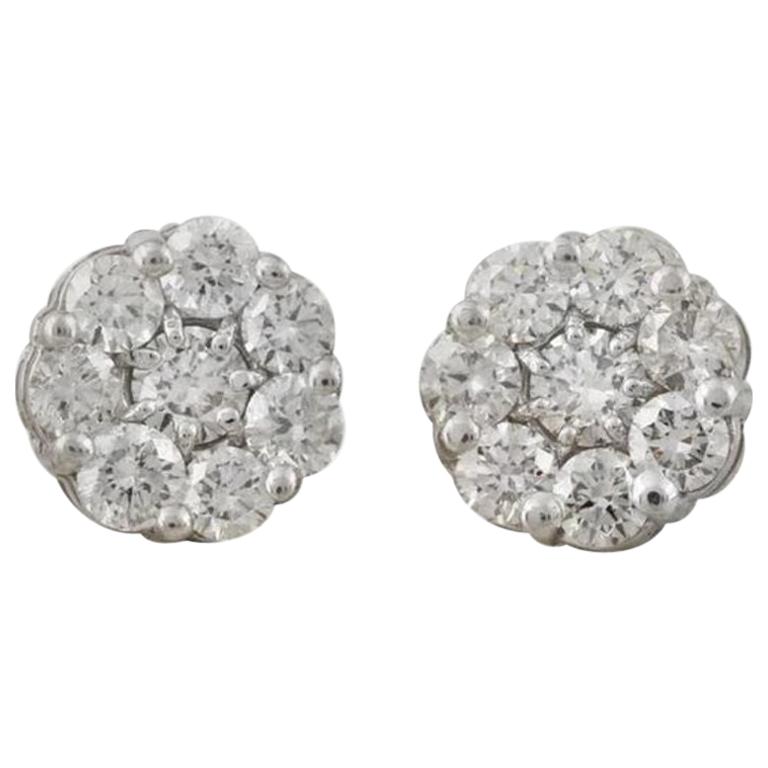 Exquisite 1.65 Carat Natural VS Diamond 14 Karat Solid White Gold Stud Earrings