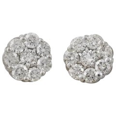 Exquisite 1.65 Carat Natural VS Diamond 14 Karat Solid White Gold Stud Earrings