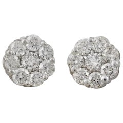 Boucles d'oreilles exquises en or blanc massif 14 carats avec diamants naturels VS de 1,65 carat