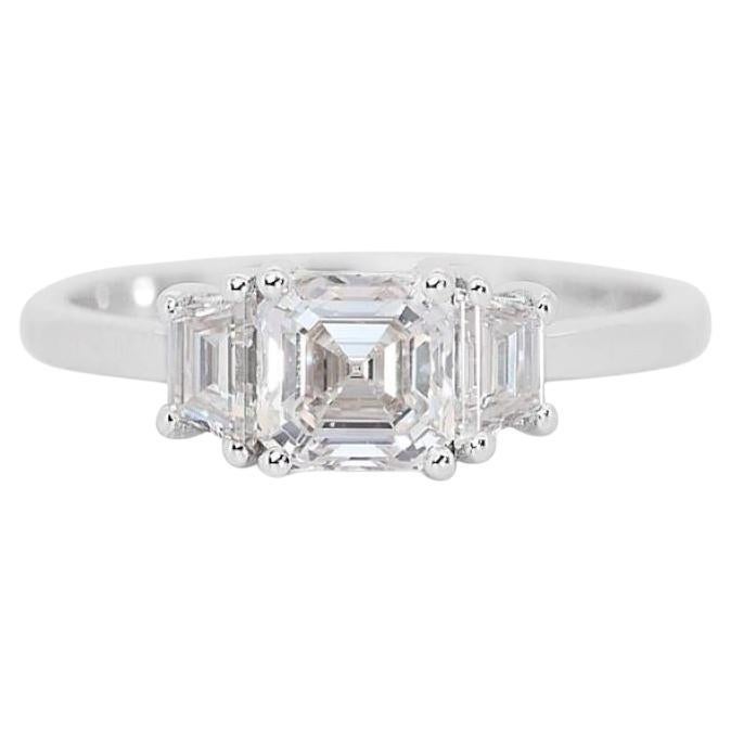 Exquisite 1.65 Carat Square Emerald Cut Diamond Ring