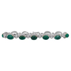 Exquisite 16.72ct Emeralds and Diamonds Bracelet in 18k White Gold - IGI Cert