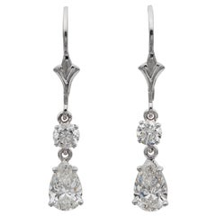 Exquisite 1.70 Carat F/G VVS Diamond Drop Earrings 18 Karat Gold
