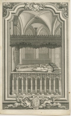 Exquisite 1740 Copperplate Engravings of English Monarchs' Tombs in Westminster