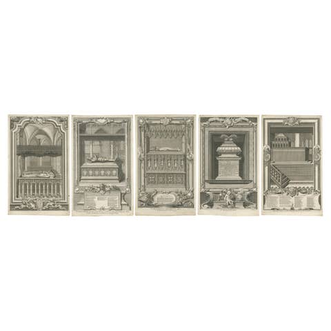 Exquisite 1740 Copperplate Engravings of English Monarchs' Tombs in Westminster