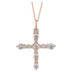 Exquisite 1.78ct Diamonds Necklace with Cross Pendant in 18k Rose Gold