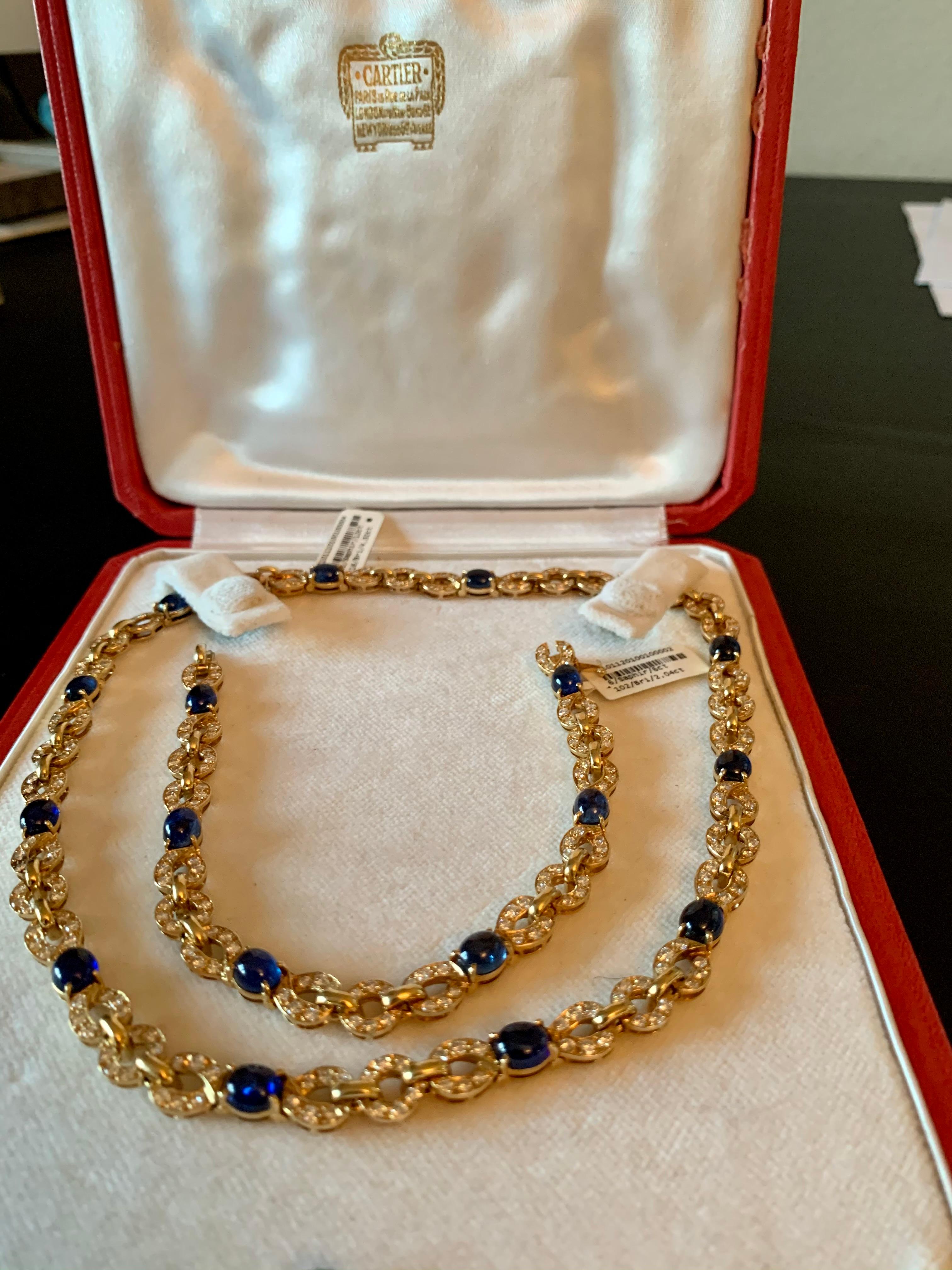 Exquisite 18 Karat Yellow Gold Cartier Sapphire Diamond Necklace/Bracelet 5