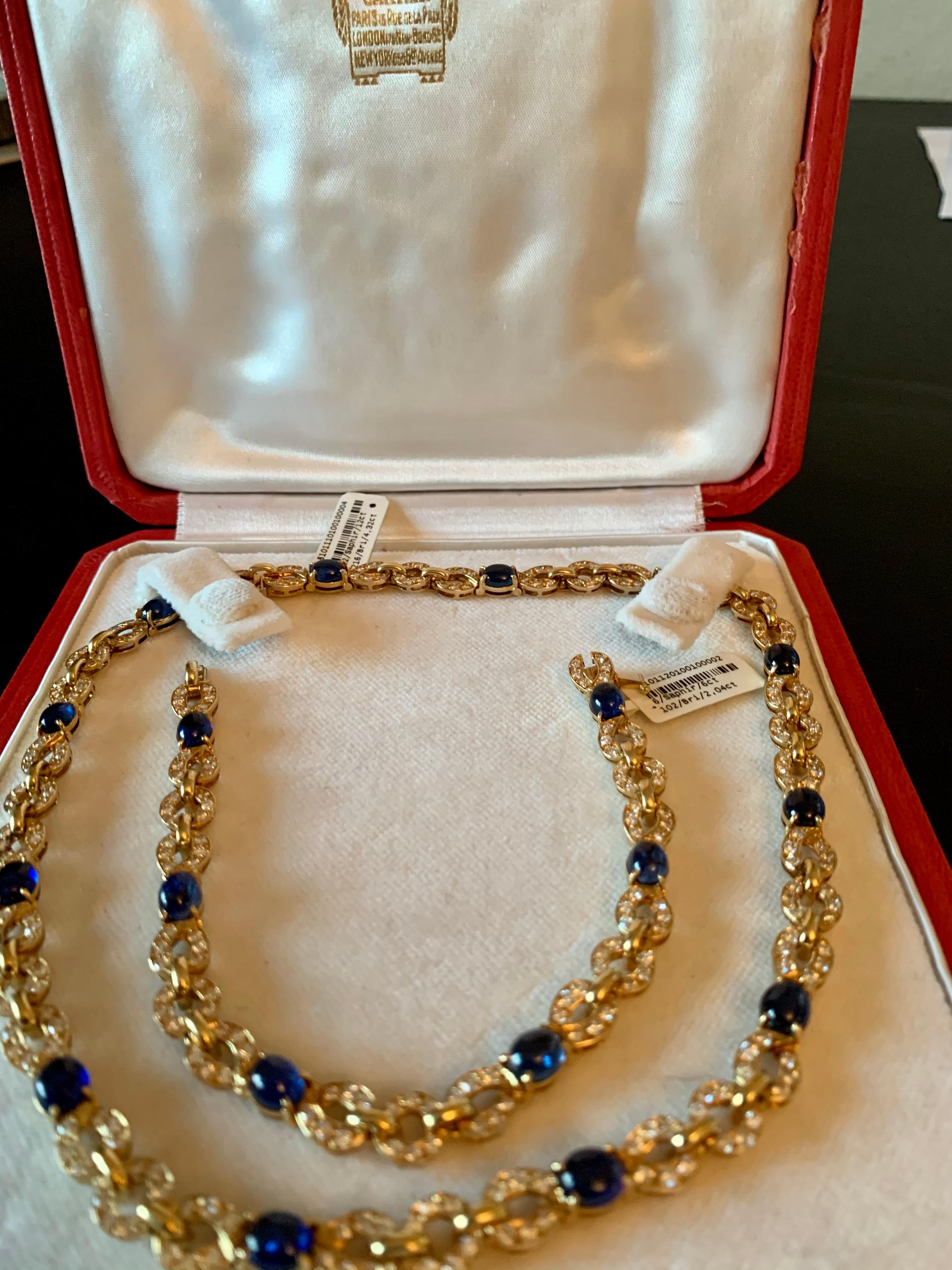 Exquisite 18 Karat Yellow Gold Cartier Sapphire Diamond Necklace/Bracelet 6