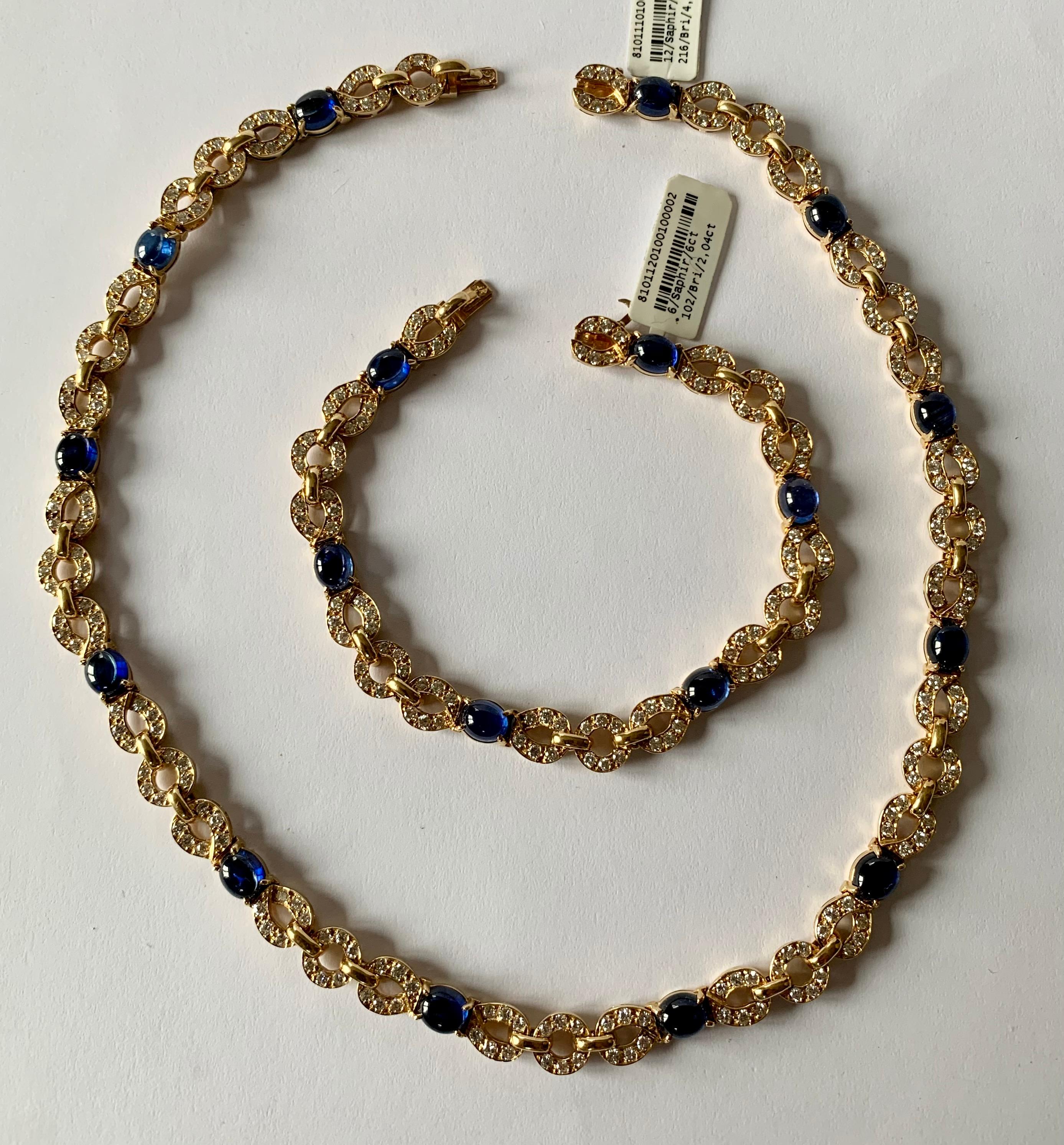 Contemporary Exquisite 18 Karat Yellow Gold Cartier Sapphire Diamond Necklace/Bracelet