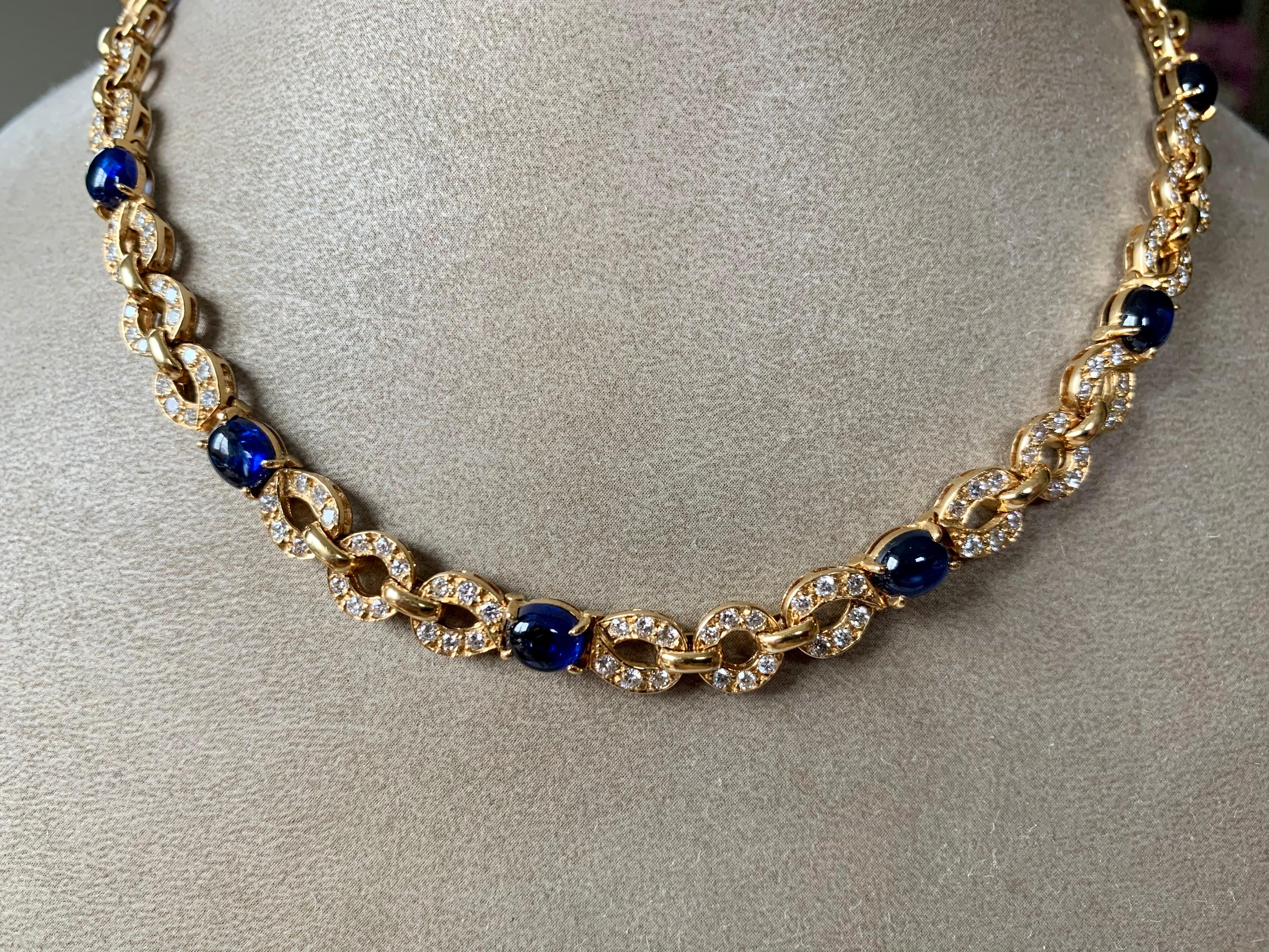 Exquisite 18 Karat Yellow Gold Cartier Sapphire Diamond Necklace/Bracelet 2