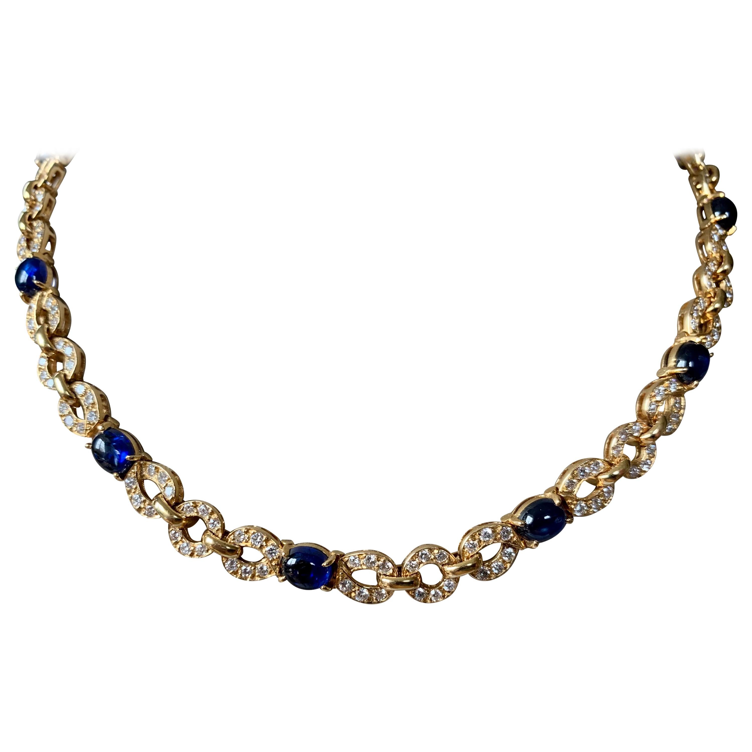 Exquisite 18 Karat Yellow Gold Cartier Sapphire Diamond Necklace/Bracelet