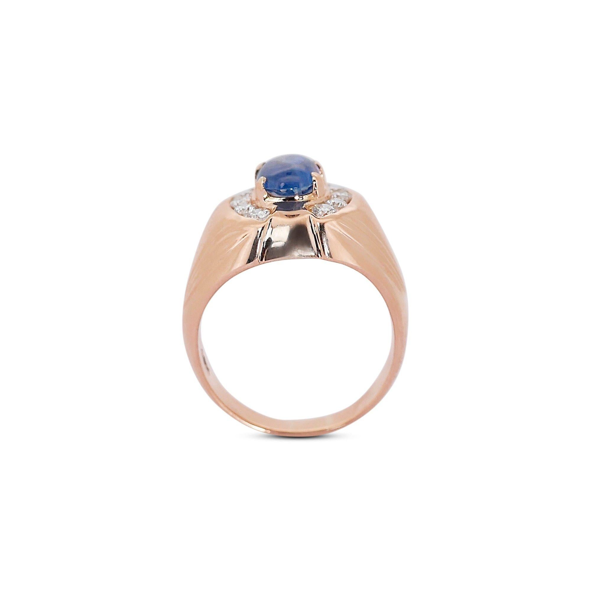 Exquisite 18 kt. Pink Gold Ring w/ 2.50 ctSapphire and Natural Diamonds IGI Cert For Sale 2