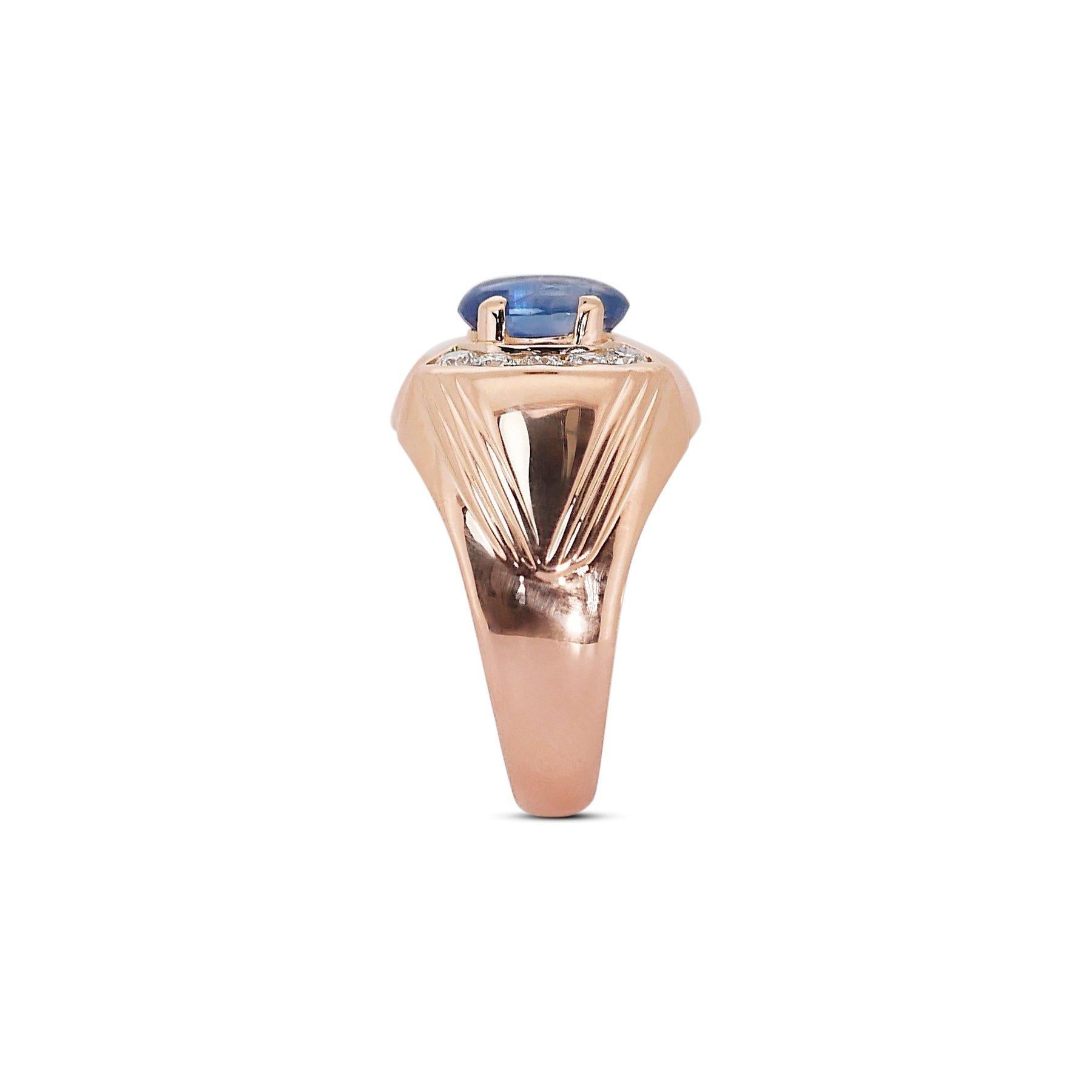 Exquisite 18 kt. Pink Gold Ring w/ 2.50 ctSapphire and Natural Diamonds IGI Cert For Sale 3