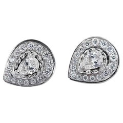 Exquisite 18 kt. White Gold Earrings with 1.02 ct Natural Diamonds - IGI Cert