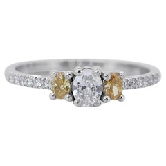 Exquisite 18 kt. White Gold Ring with 0.62 ct Total Natural Diamond - IGI Cert