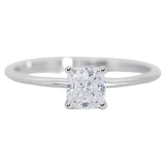 Exquisite 18 kt. White Gold Ring with 0.70 ct Natural Diamond - GIA Certificate