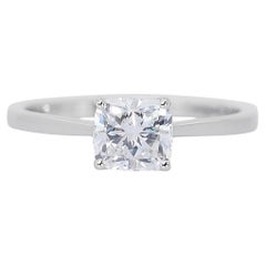 Exquisite 18 kt. White Gold Ring with 1.01 ct Natural Diamond - GIA Certificate