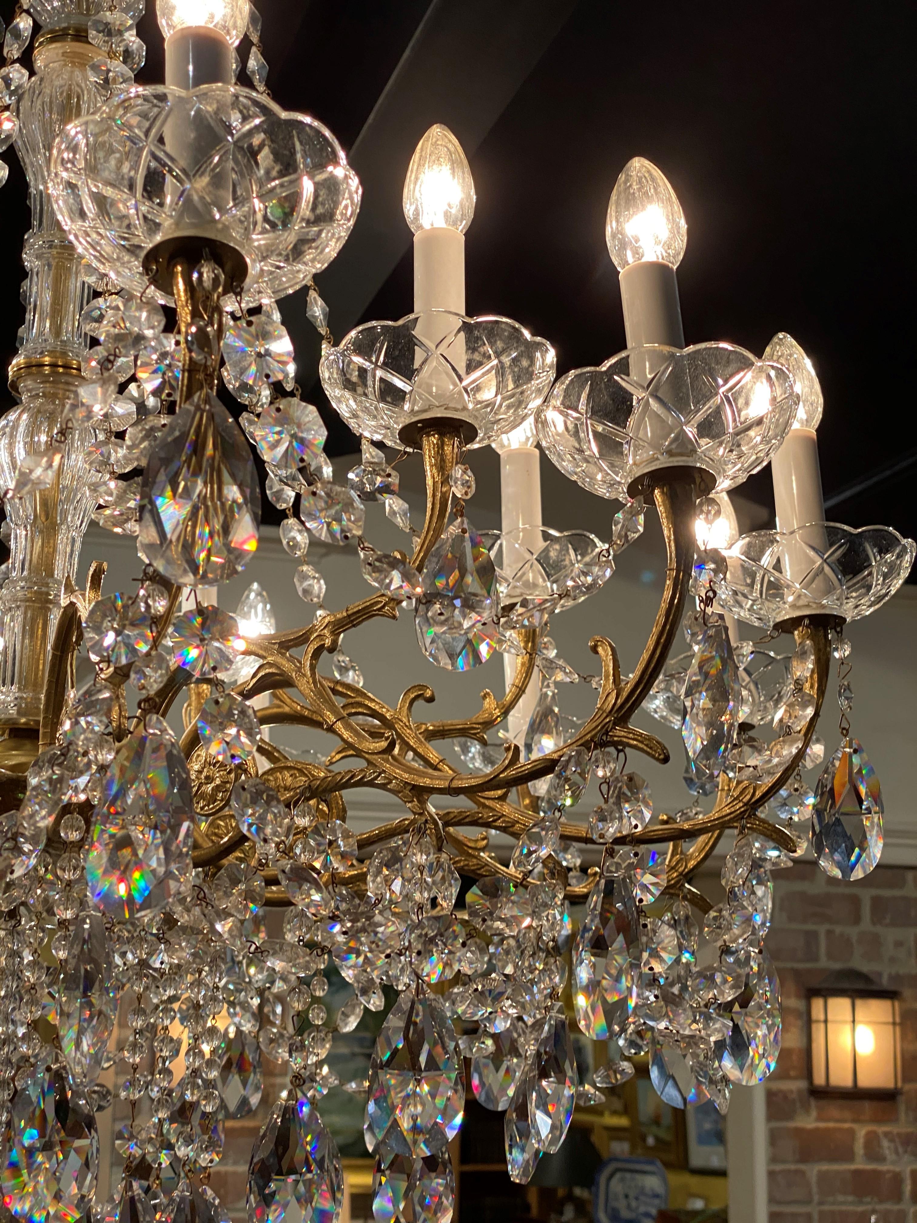 Exquisite 18 Light French Style Crystal & Brass Chandelier 7