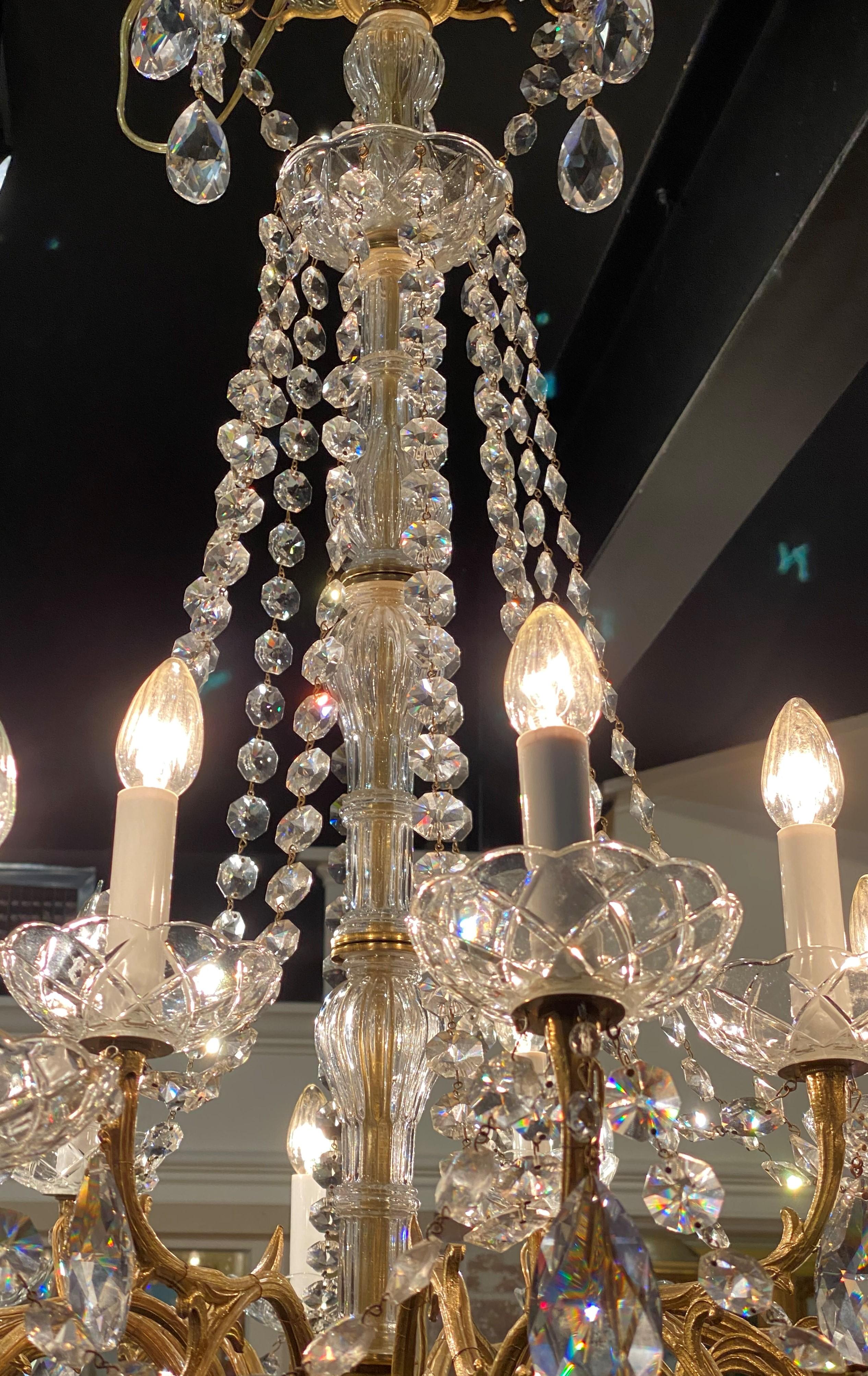 Exquisite 18 Light French Style Crystal & Brass Chandelier 9