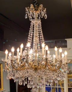 Exquisite 18 Light French Style Crystal & Brass Chandelier