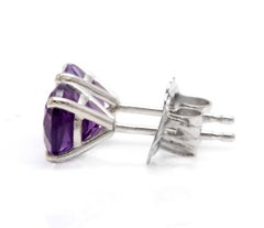 Exquisiter 1,80 Karat natürlicher Amethyst 14K massiver Weißgold Martini-Ohrstecker