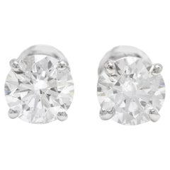 Boucles d'oreilles exquises en or blanc massif 14 carats avec diamants naturels de 1,80 carat