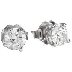 Exquisite 1.80 Carat Natural Diamond 14 Karat Solid White Gold Stud Earrings