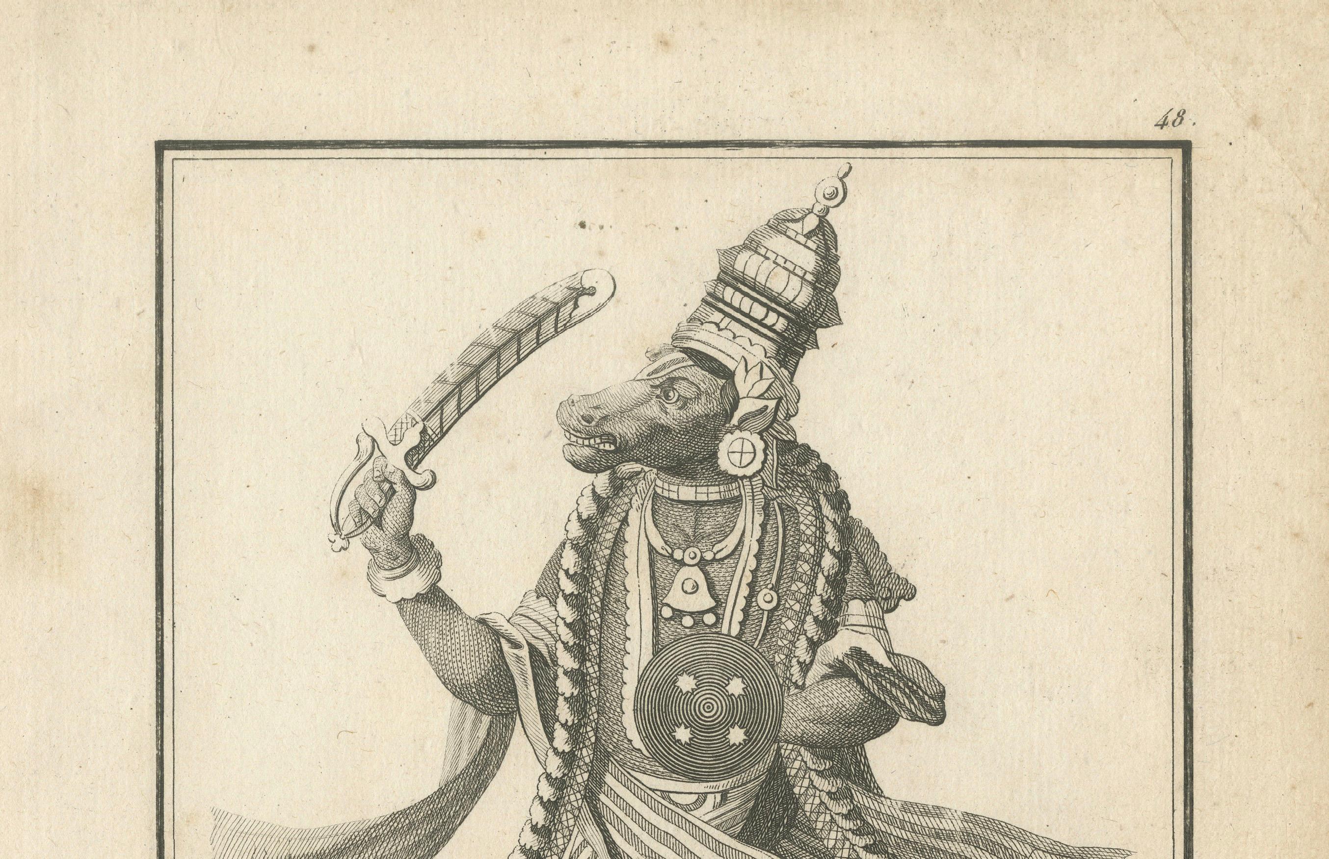 Exquisite Gravur des Vishnus von 1806 als Varaha: Eine mythische Rettung (Graviert) im Angebot