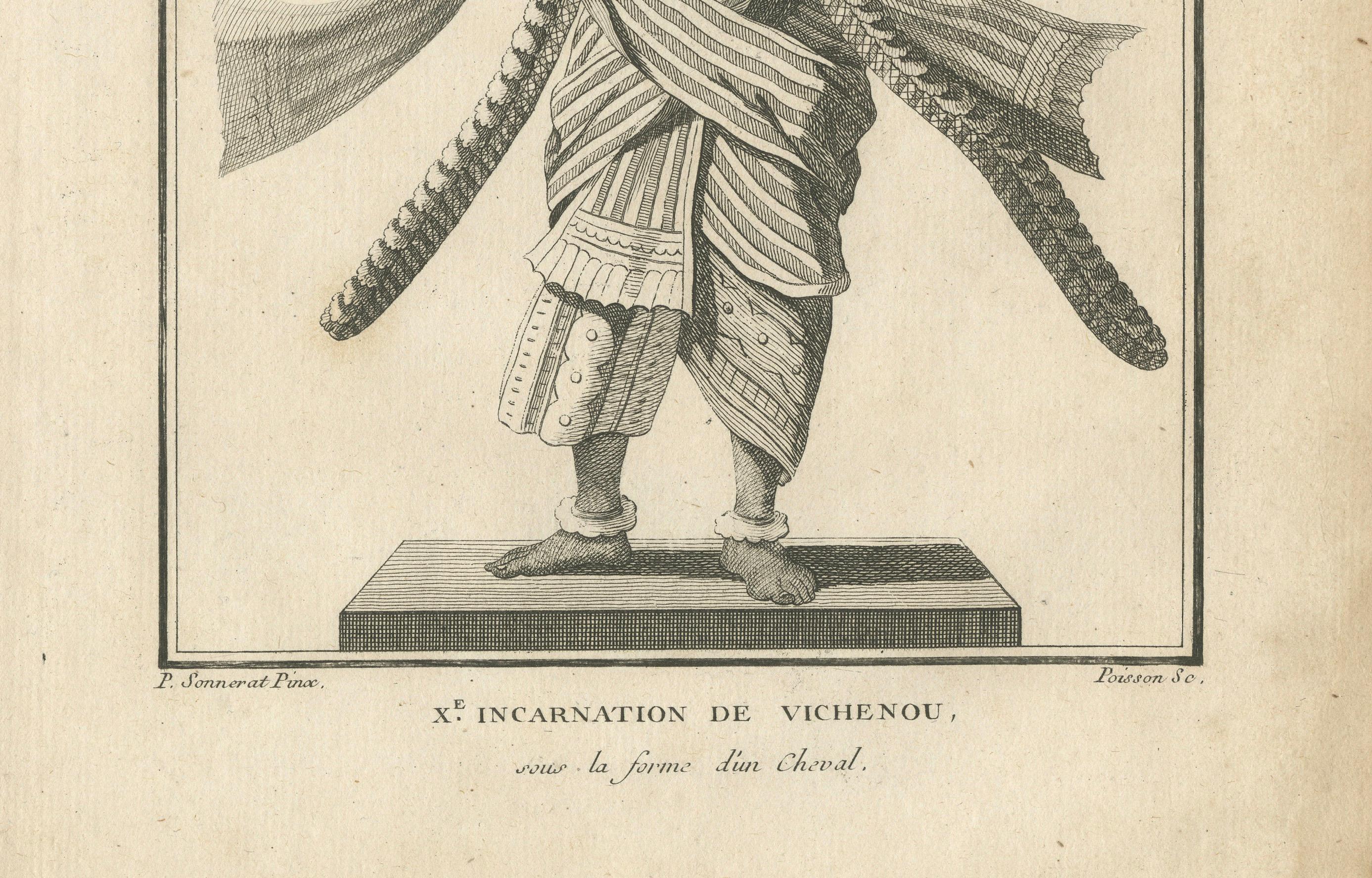 Exquisite Gravur des Vishnus von 1806 als Varaha: Eine mythische Rettung im Zustand „Gut“ im Angebot in Langweer, NL