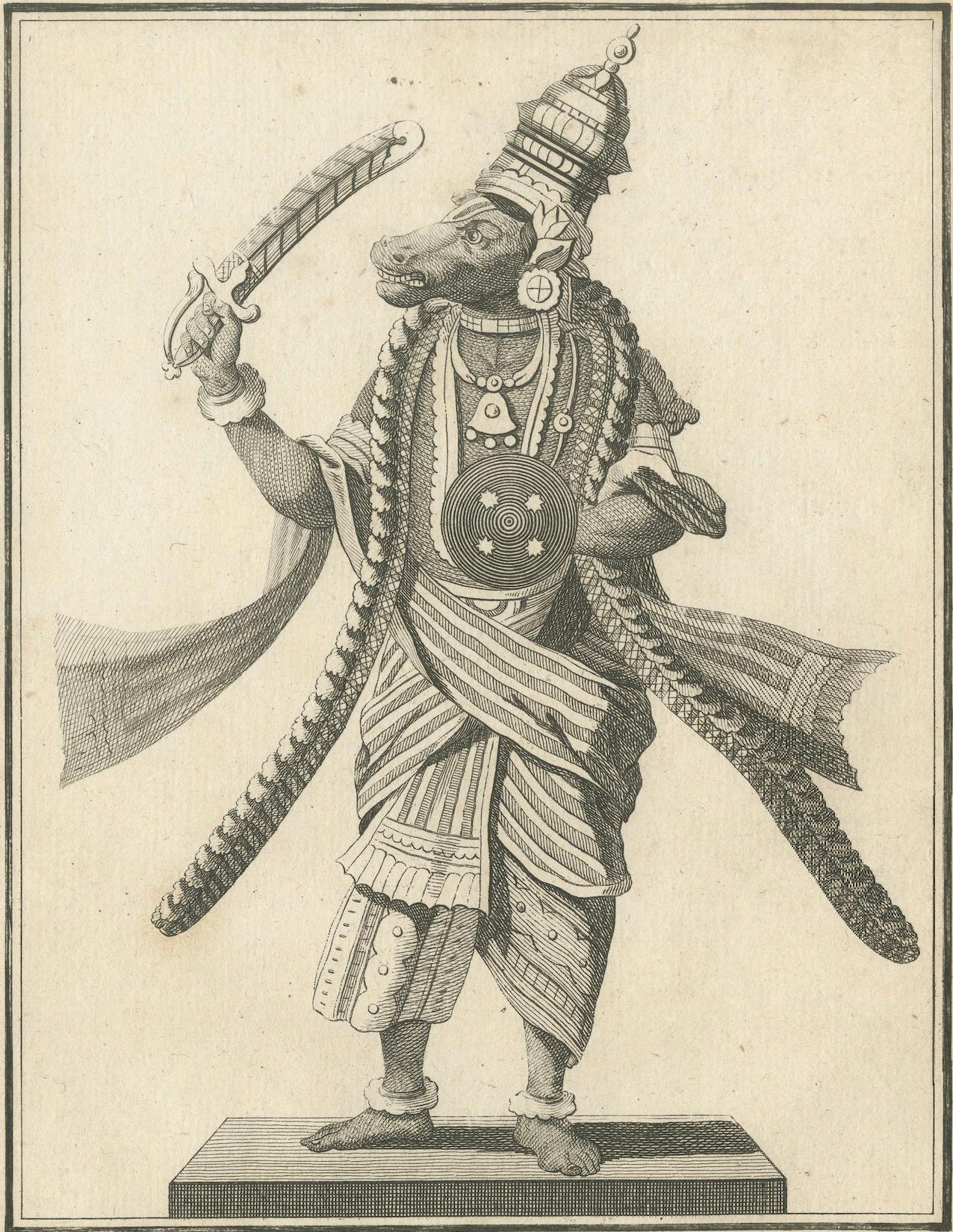Exquisite Gravur des Vishnus von 1806 als Varaha: Eine mythische Rettung im Angebot 1