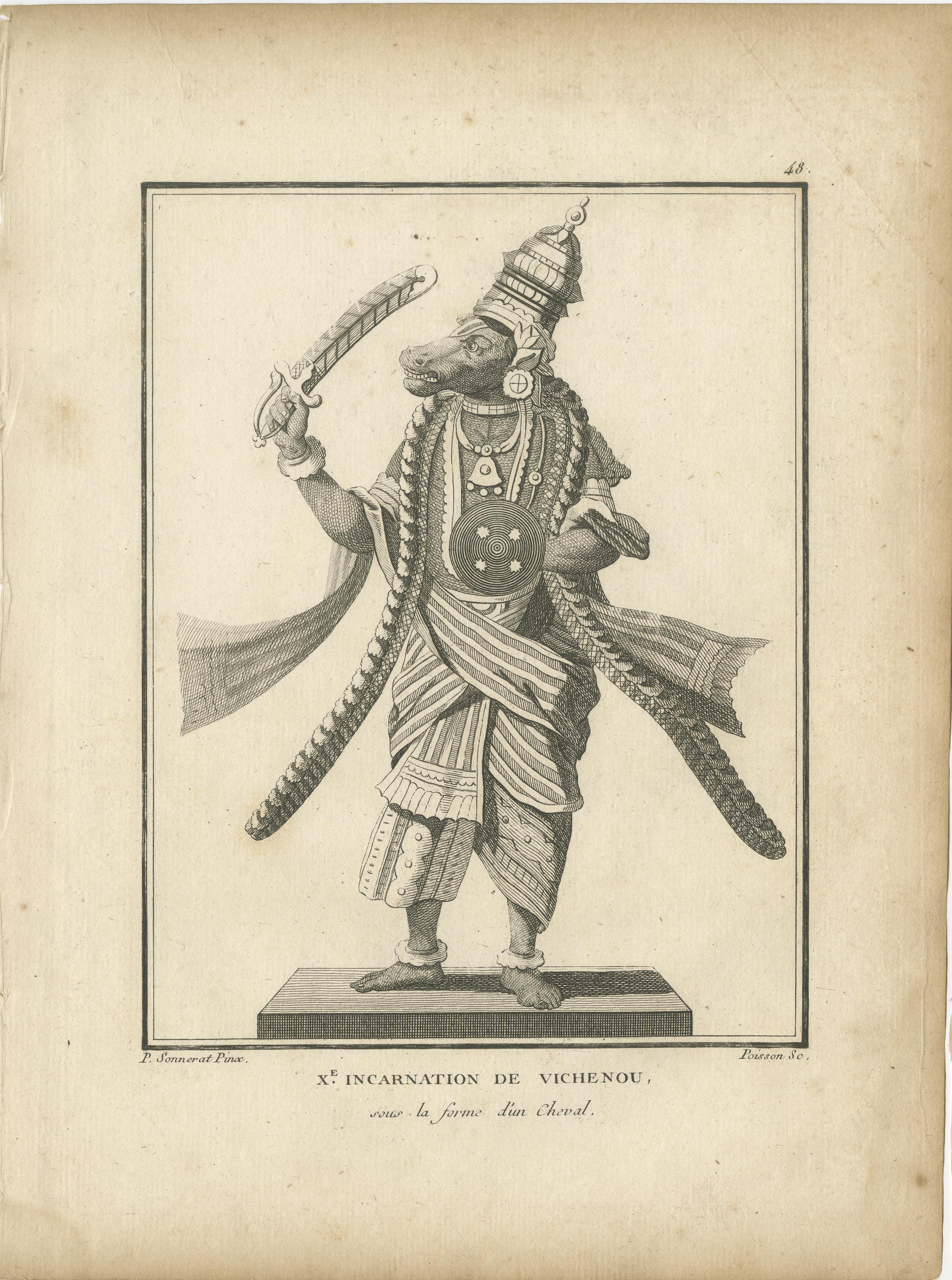 Exquisite Gravur des Vishnus von 1806 als Varaha: Eine mythische Rettung im Angebot 2